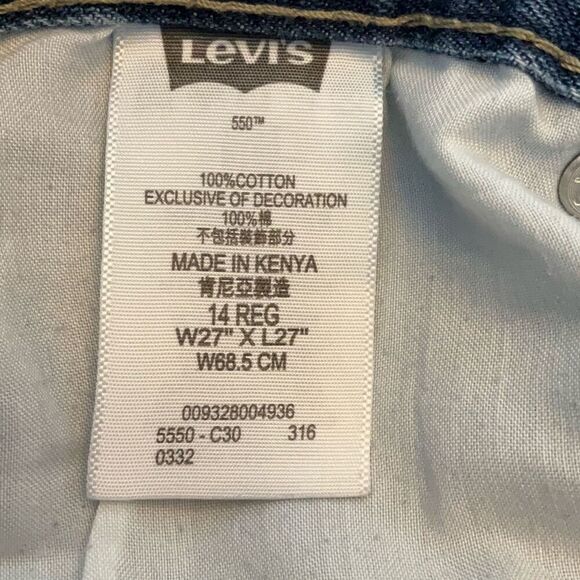 Levi’s 550 27x27, Size 14 Reg. Medium Wash Youth Boys Relaxed Fit - Picture 10 of 16